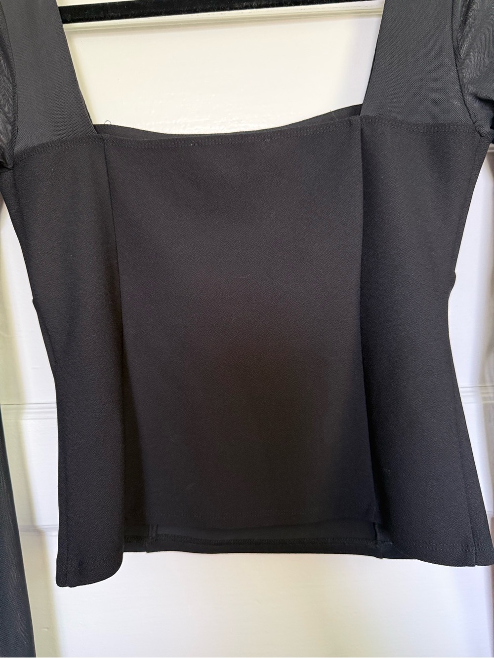 Abercrombie & Fitch Black Square-Neck Long Mesh Sleeve Top Witchy Corset Sz M - Picture 7 of 8